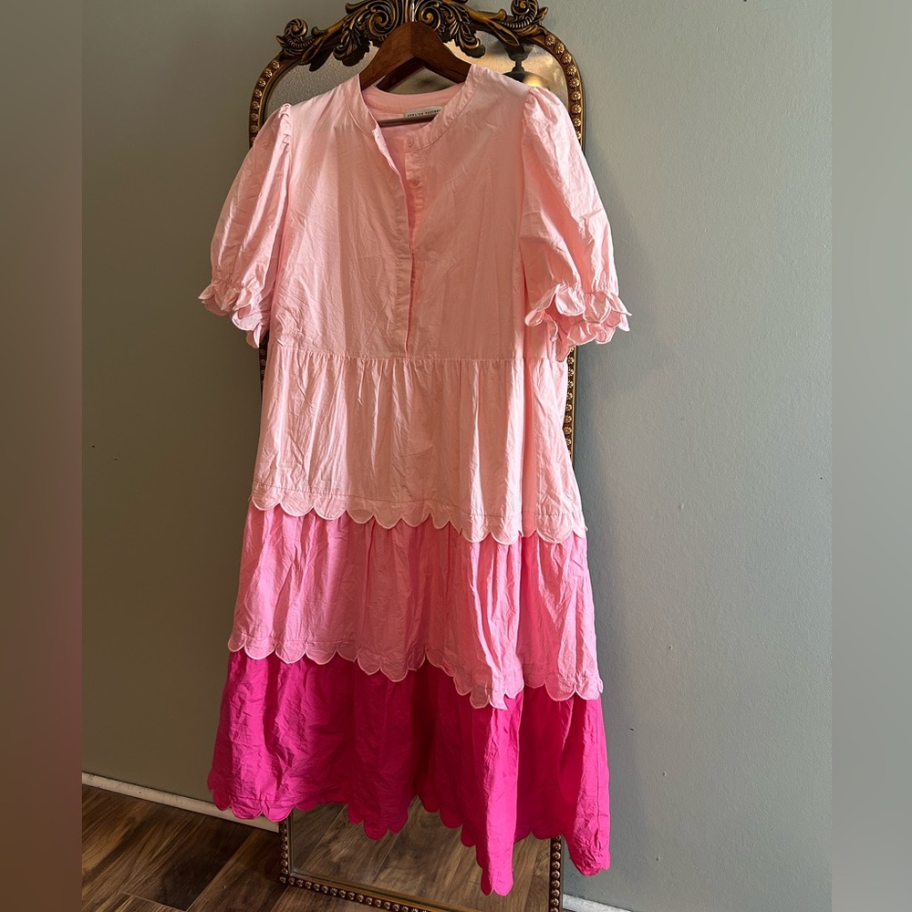 English Factory Pink Scalloped Dress